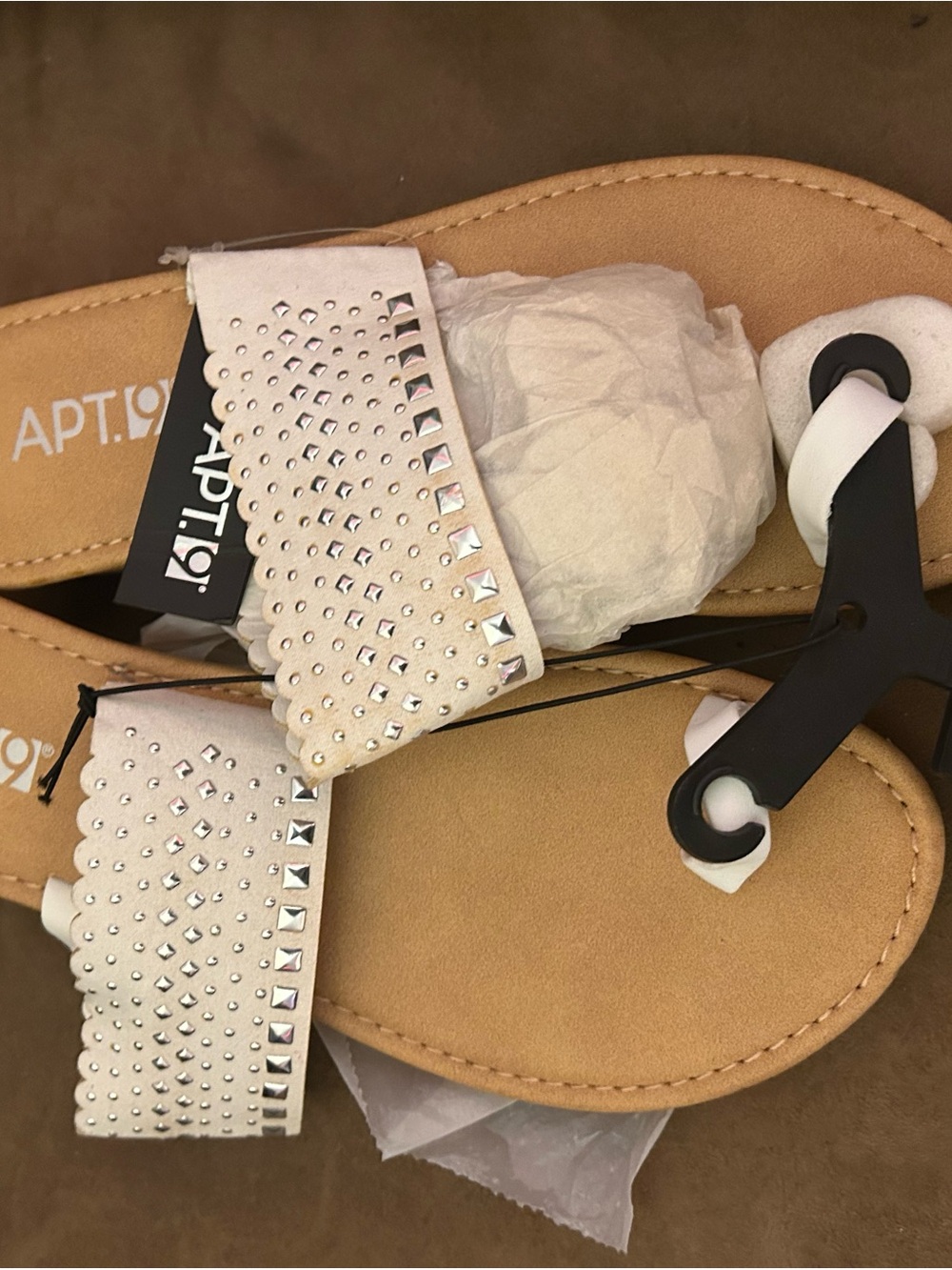 Apt. 9 White Studded Toe-Loop Sandals